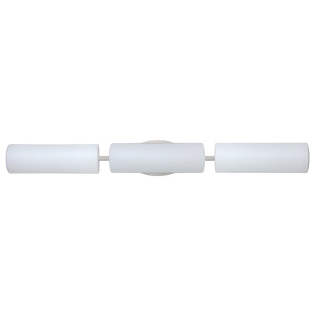 Besa Lighting Baaz Vanity, Opal Matte, Satin Nickel Finish, 3x60W Halogen 3WM-770107-SN